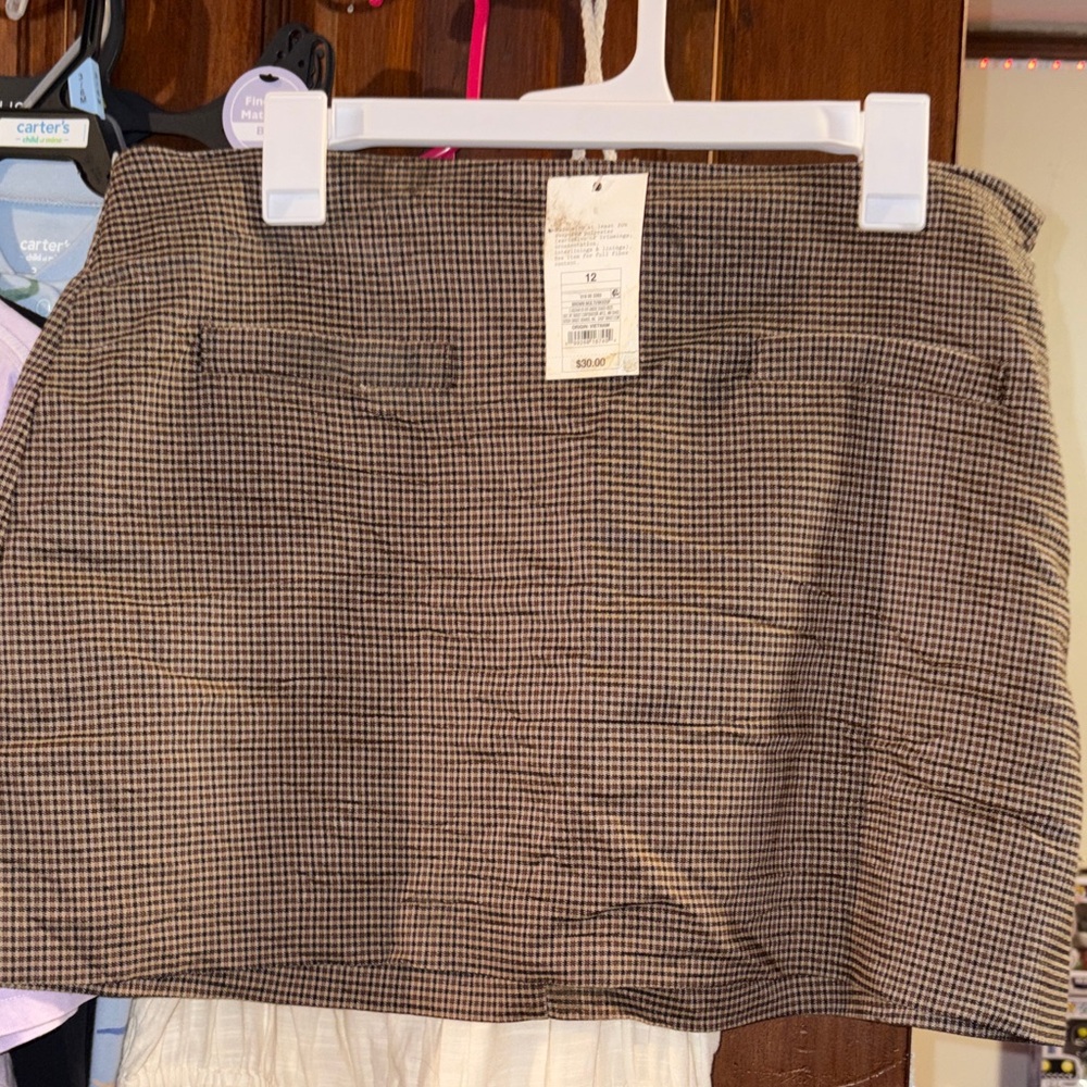 a new day Brown Houndstooth Mini Skirt